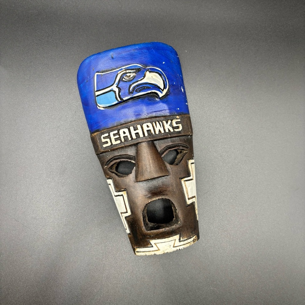 Seattle Seahawks Handcrafted Tribal Mayan Mask Wall Decor NFL Football‎ Blue
